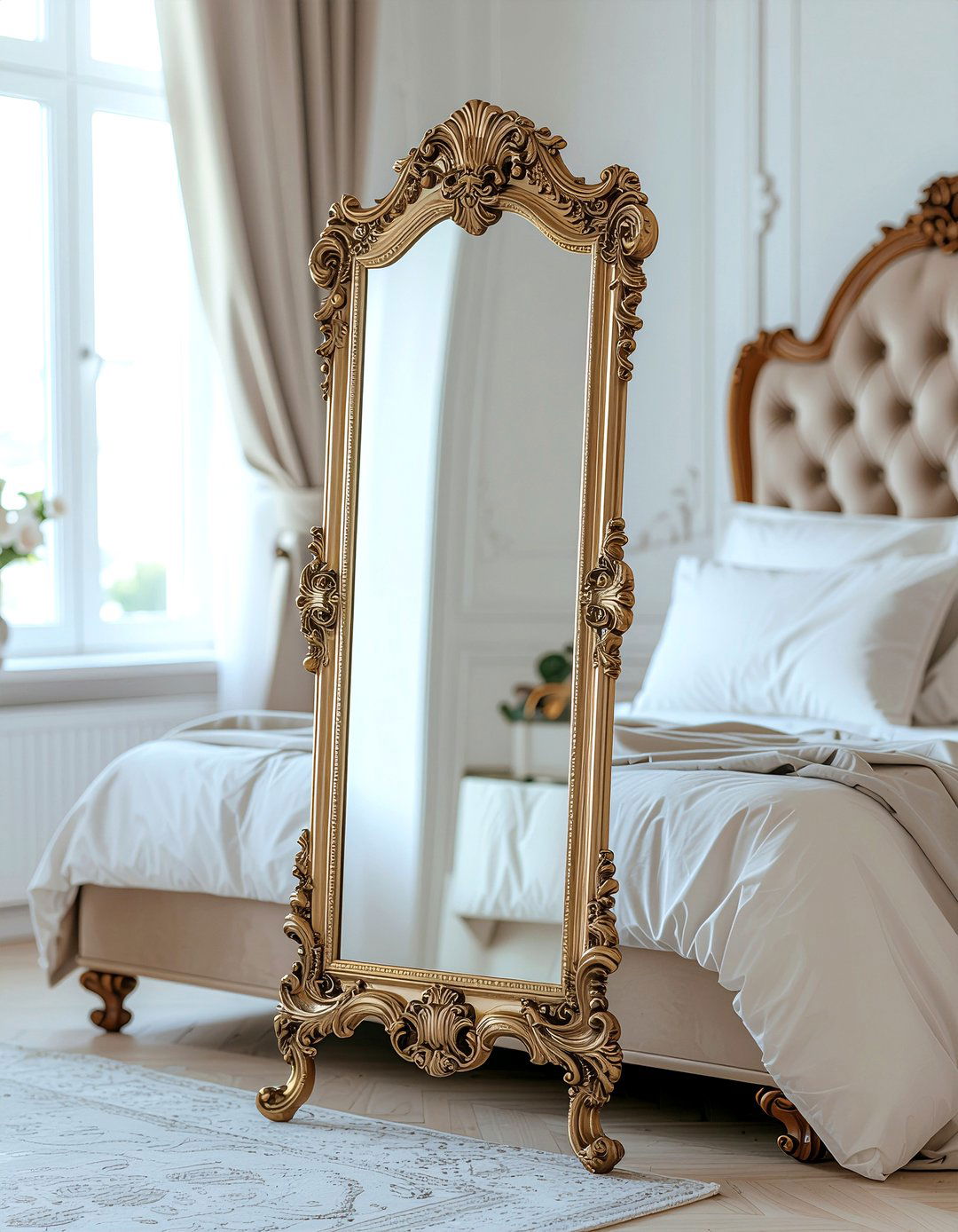 Gold Ornate Floor Mirror - 30 floor mirror ideas