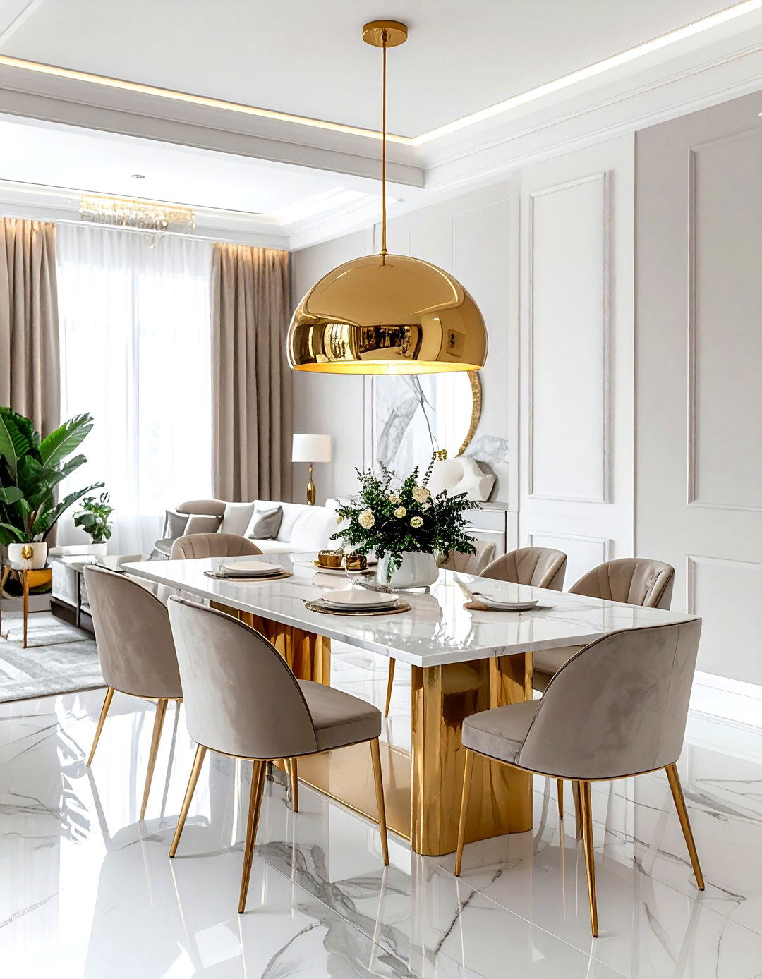 Gold Pendant Light - 30 Palm Beach dining room ideas