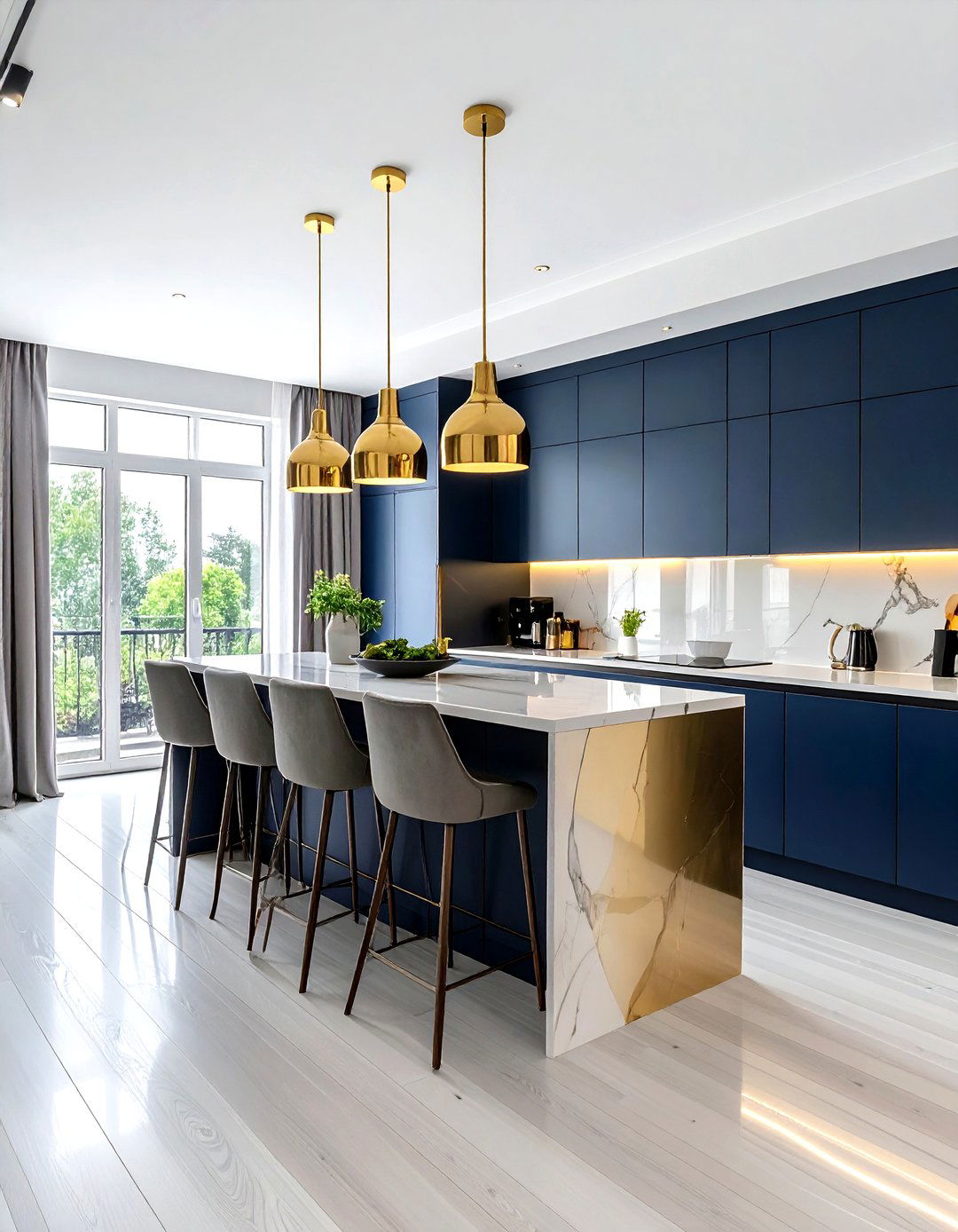 Gold Pendant Lights Navy Kitchen Dining - 30 navy gold dining room ideas