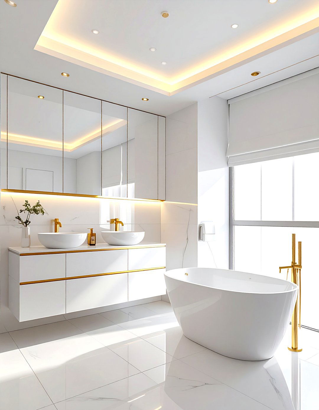 Gold Recessed Lighting White Ceiling - 30 white and gold bathroom ideas