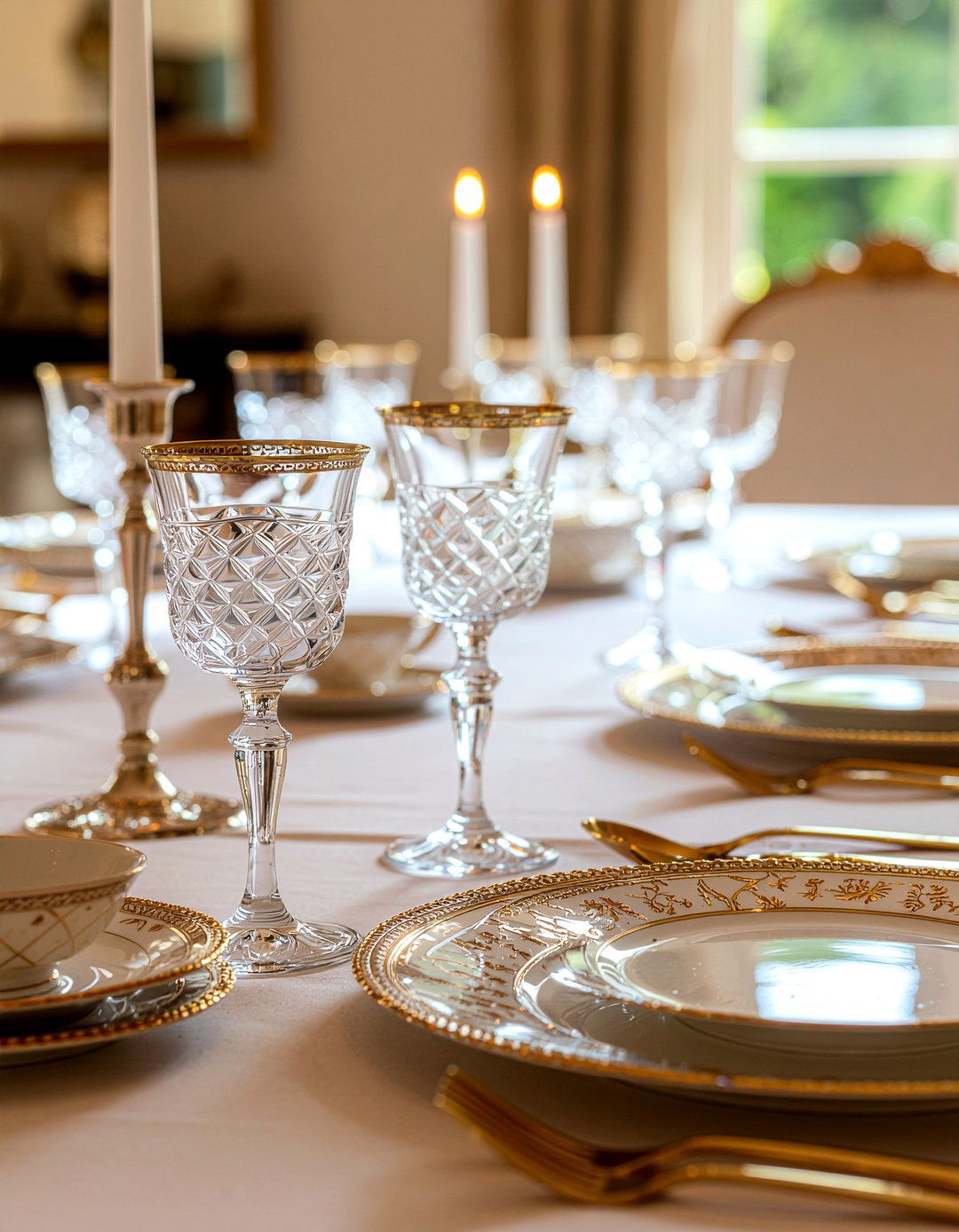 Gold Rimmed Glassware Dining Room - 30 gold accent dining room ideas