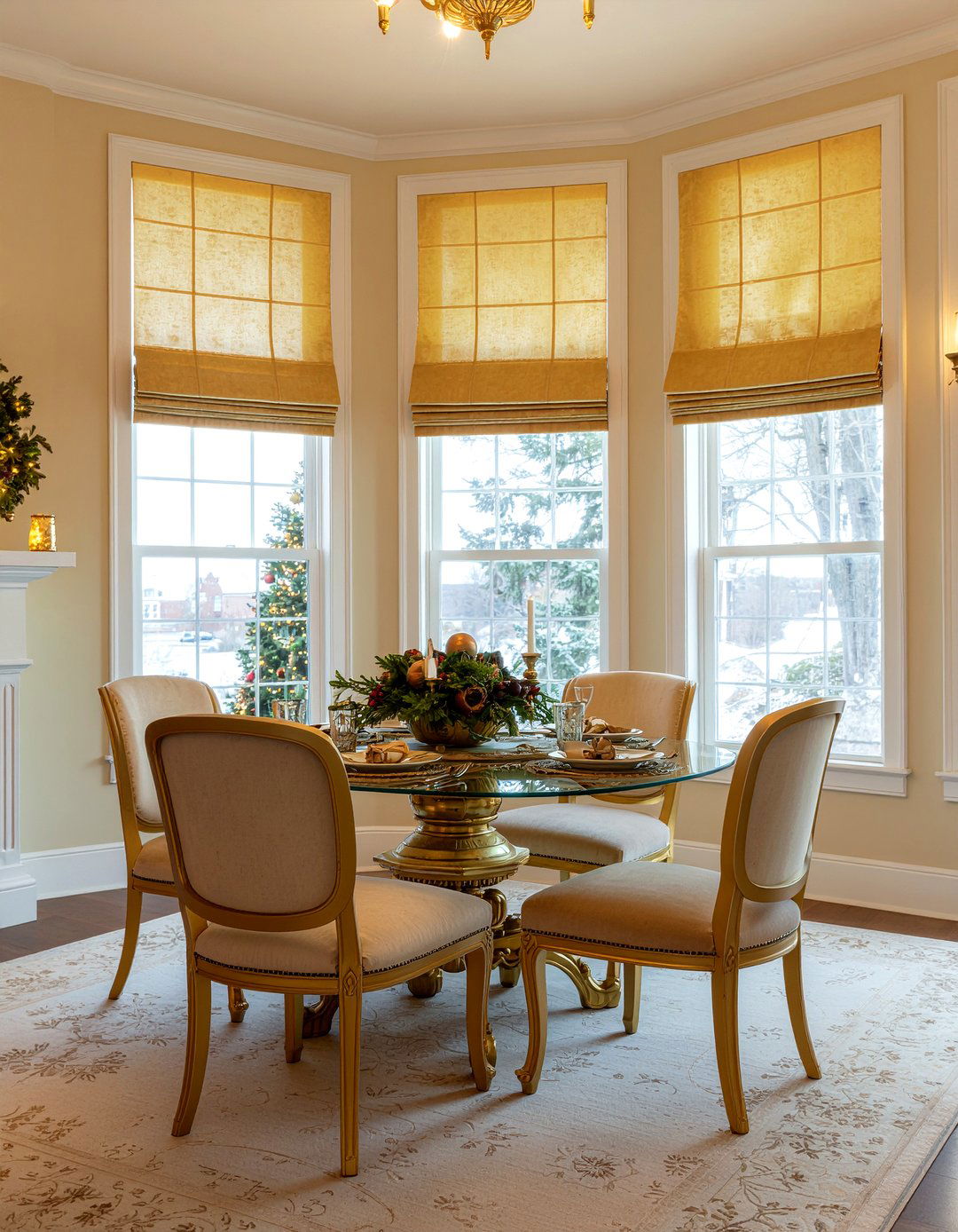 Gold Roman Shades - 30 dining room roman shade ideas