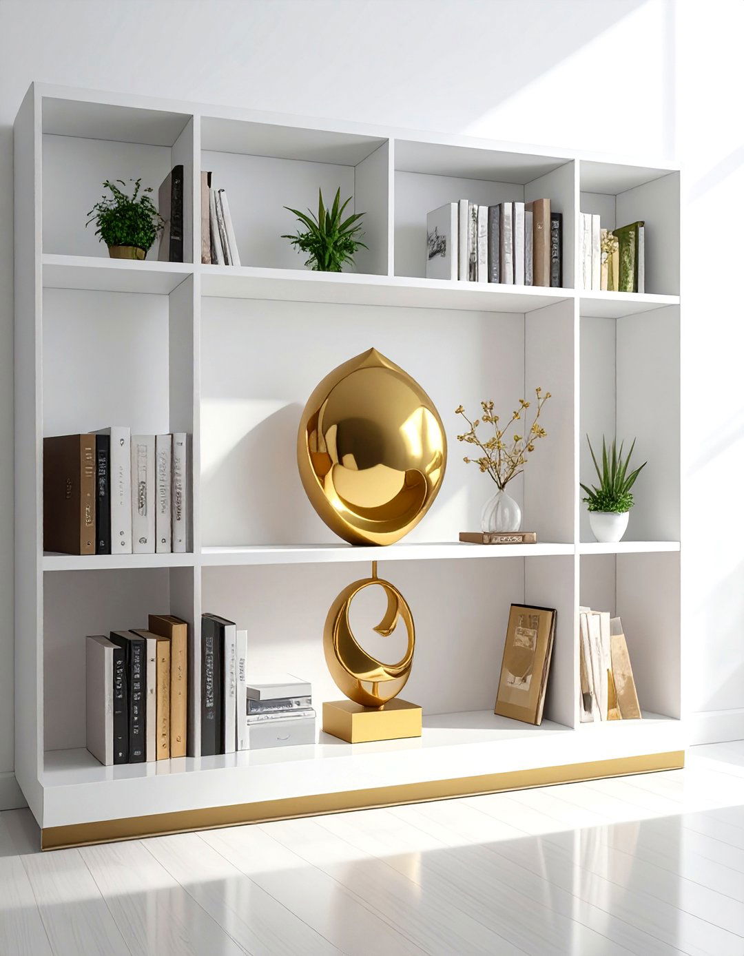 Gold Sculpture Bookshelf Decor - 30 gold accent decor ideas
