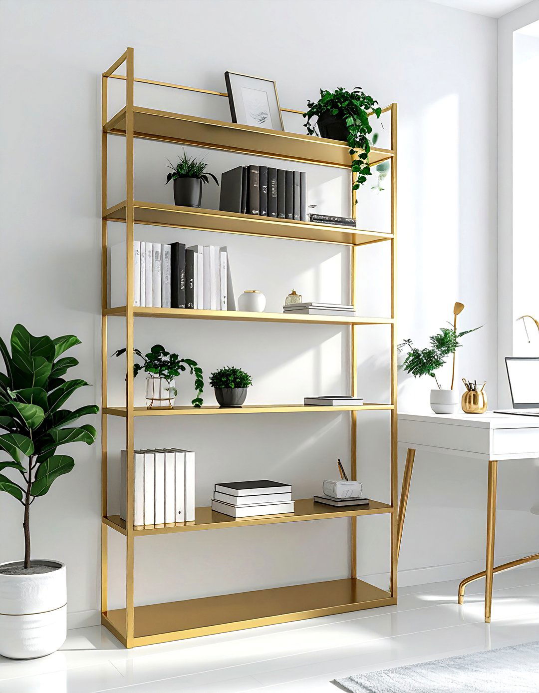 Gold Shelving Unit - 30 gold decor ideas