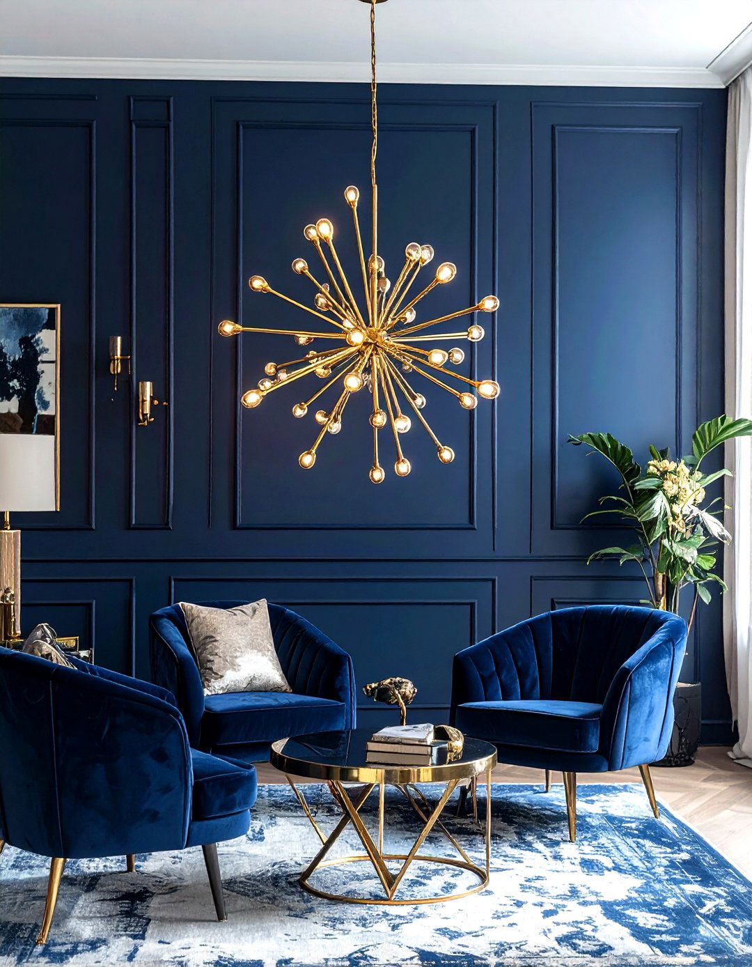 Gold Sputnik Chandelier - 30 living room chandelier ideas