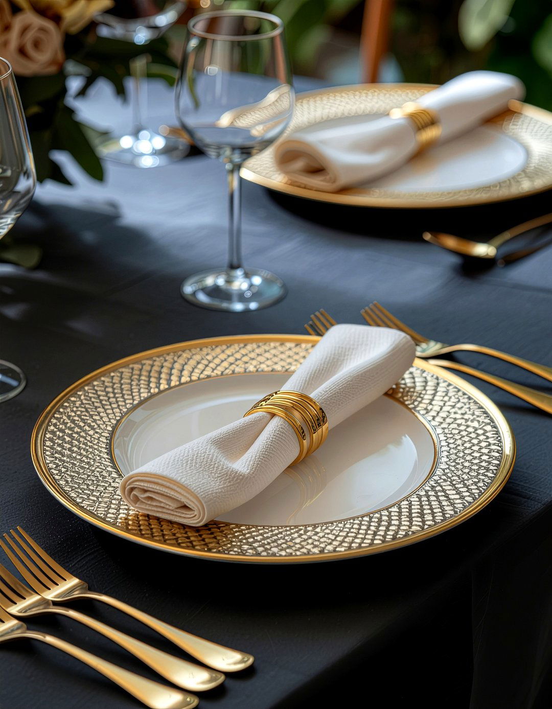 Gold Table Accents - 30 dining room intimate gathering ideas