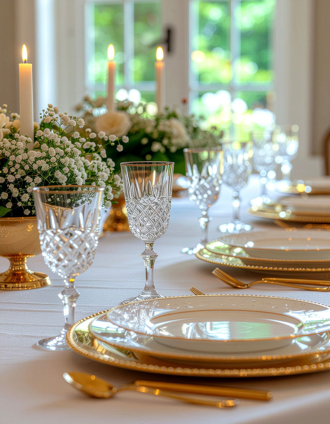 Gold Table Setting - 30 romantic dining room ideas