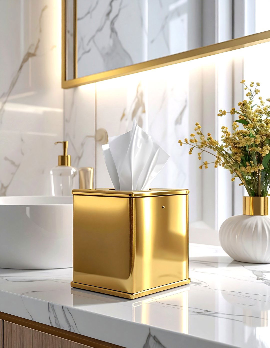Gold Tissue Box Cover - 30 gold accent decor ideas