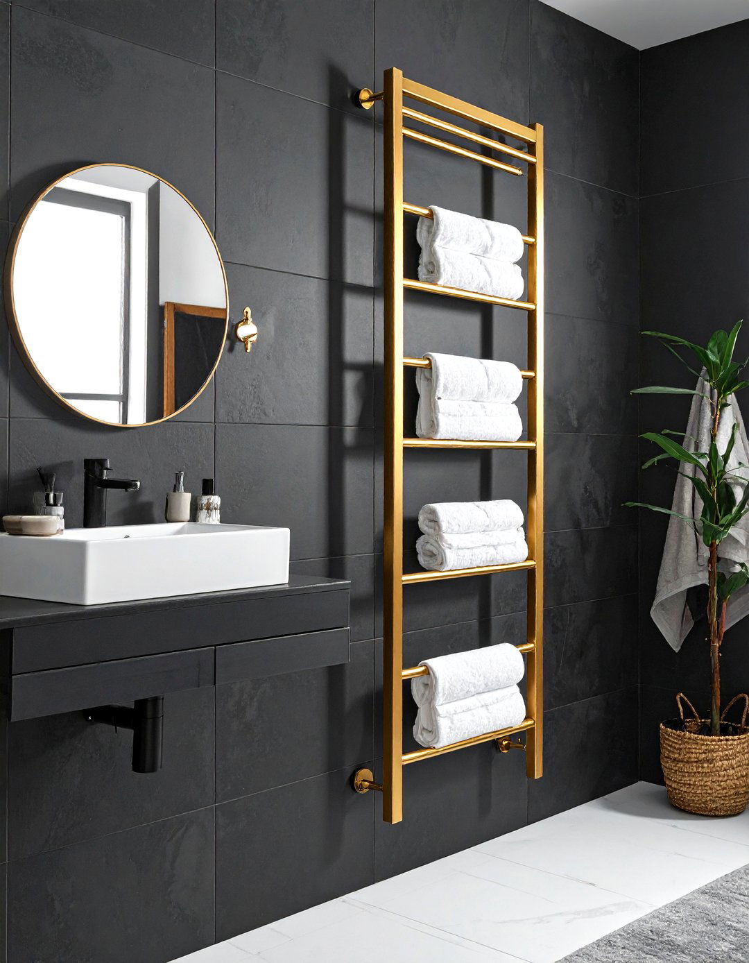 Gold Towel Rack Black Wall - 30 black and gold bathroom ideas