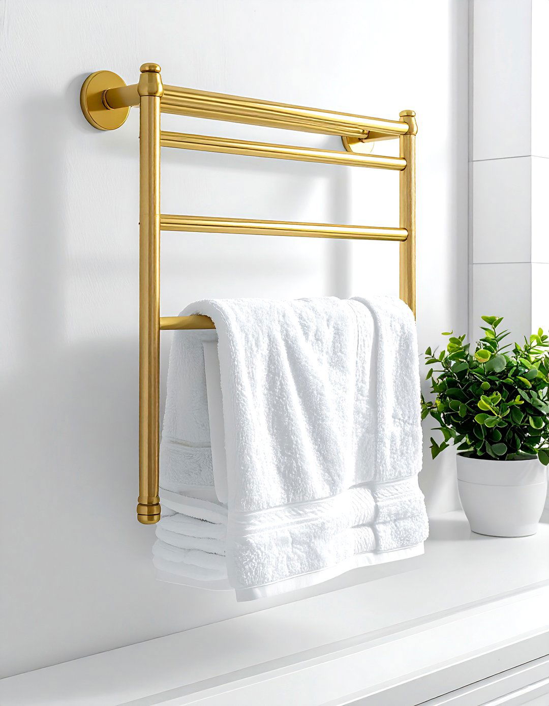 Gold Towel Rack White Wall - 30 white and gold bathroom ideas