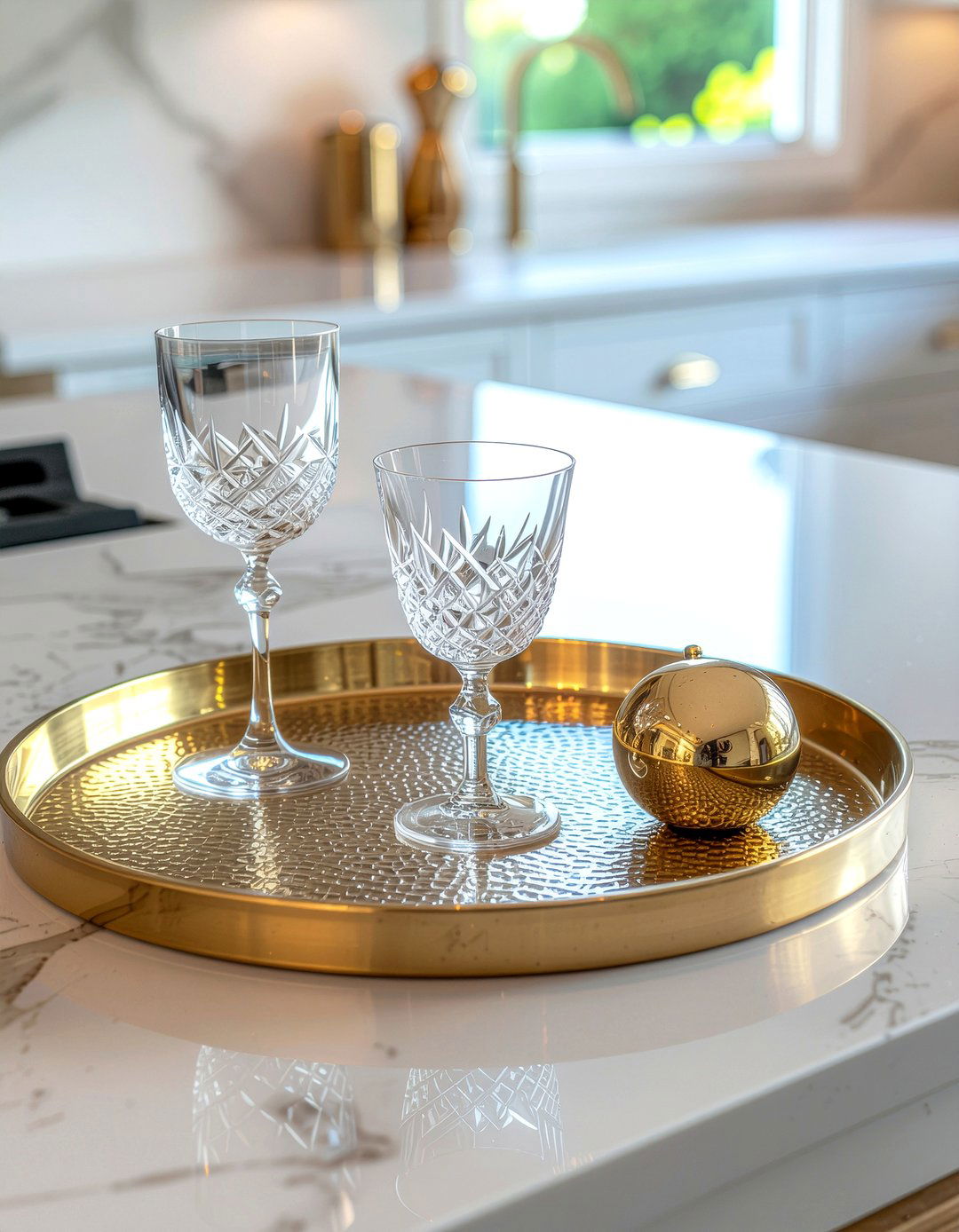 Gold Tray Accents - 30 kitchen tray styling ideas