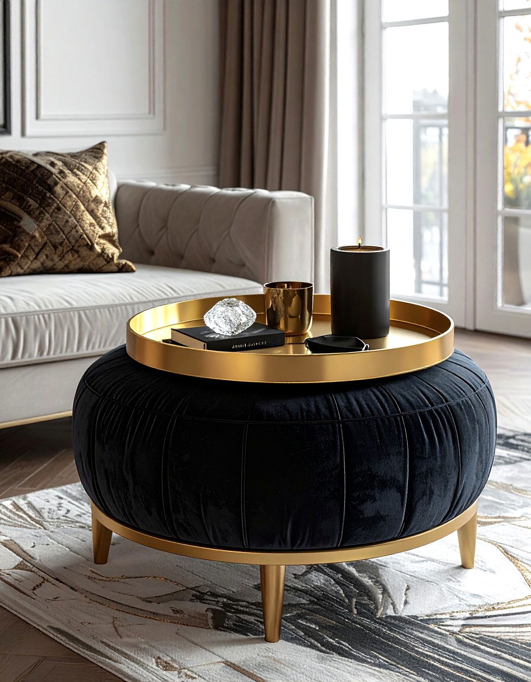 Gold Tray On Ottoman - 30 ottoman styling ideas