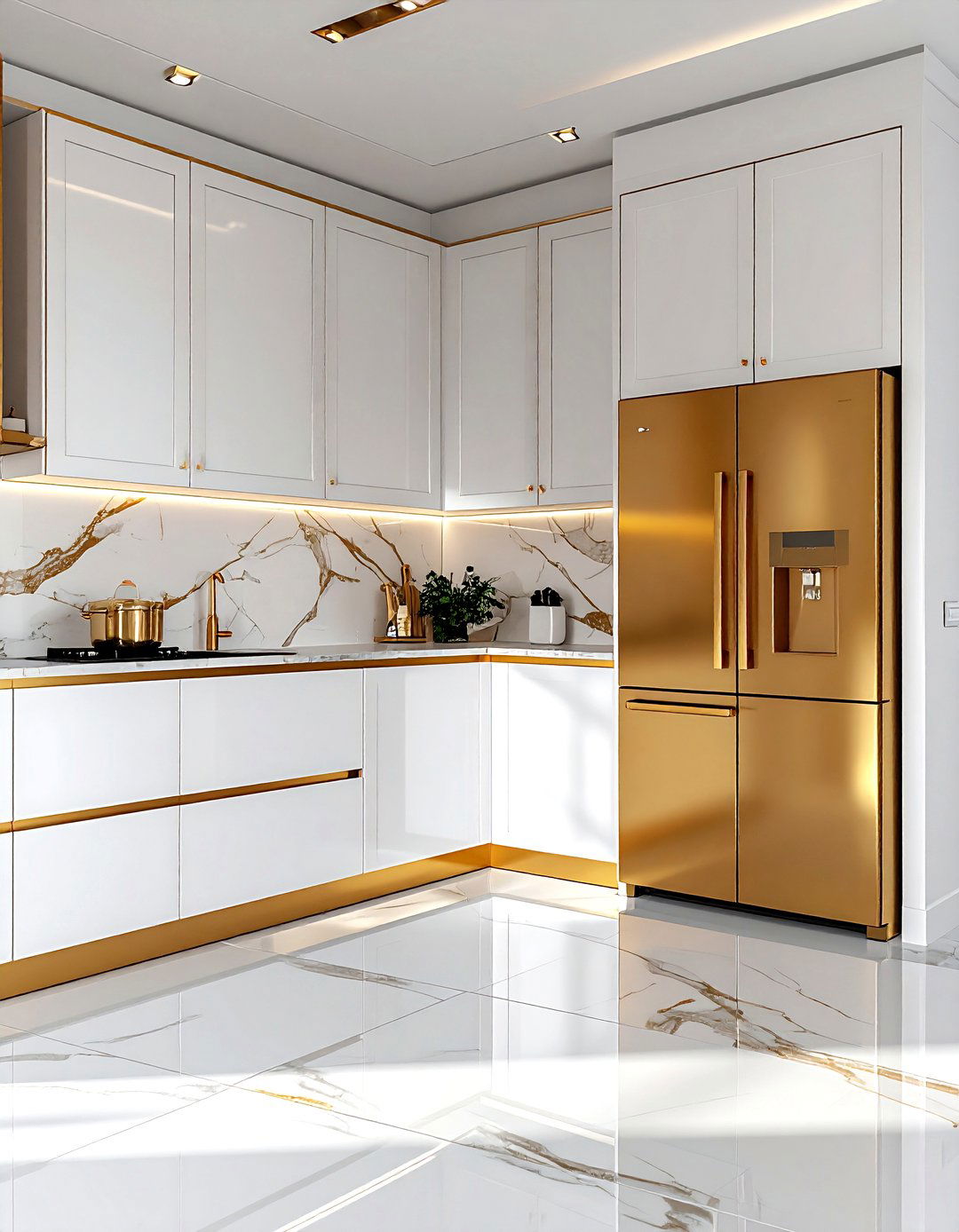 Gold Trim Kitchen - 30 counter depth refrigerator kitchen ideas