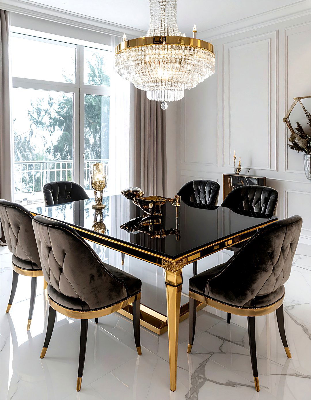 Gold Trim Table - 30 painted dining room furniture ideas
