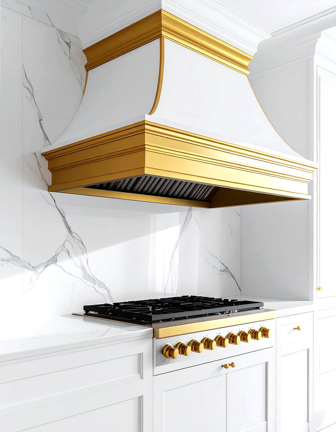 Gold Trimmed Hood - 30 kitchen hood ideas