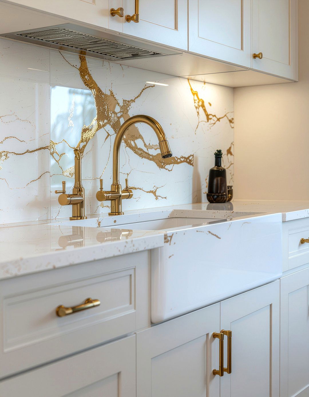 Gold Vein Quartz Backsplash - 30 quartz backsplash kitchen ideas