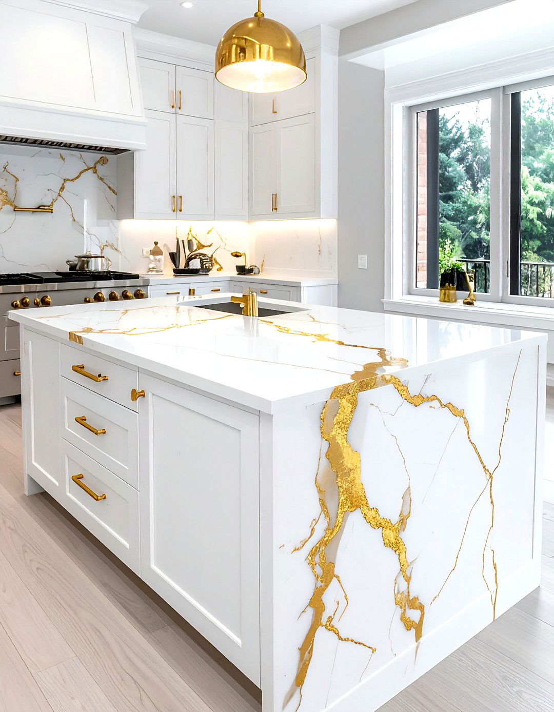 Gold Vein Quartz - 30 quartz kitchen ideas