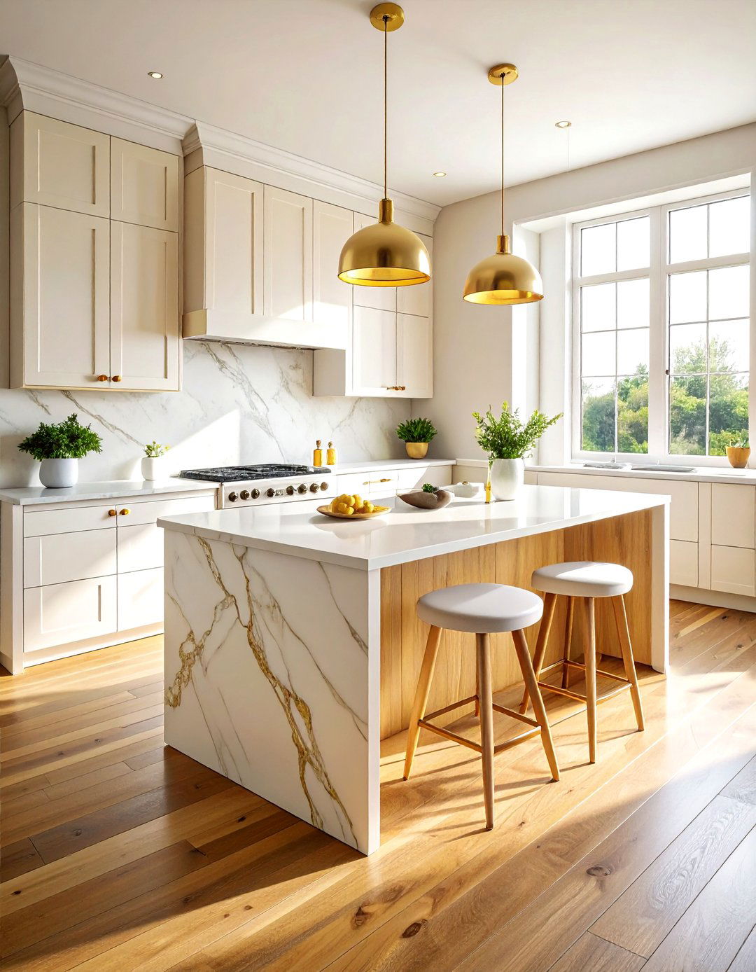 Gold Vein White Countertop - 30 veined countertop kitchen ideas