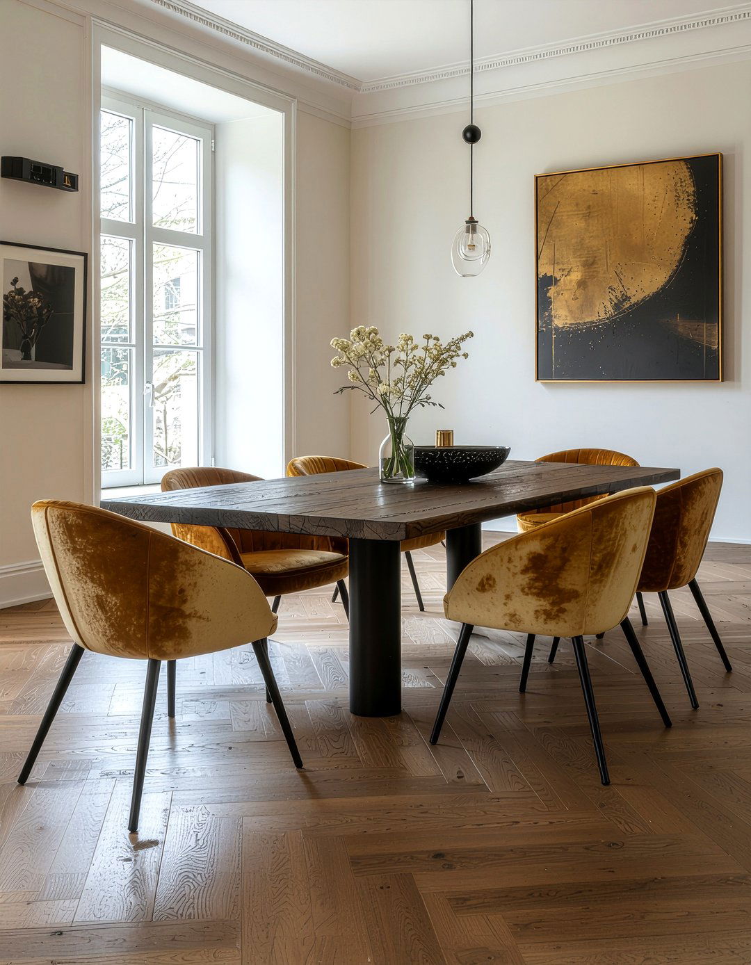 Gold Velvet Chair - 30 gold dining room ideas