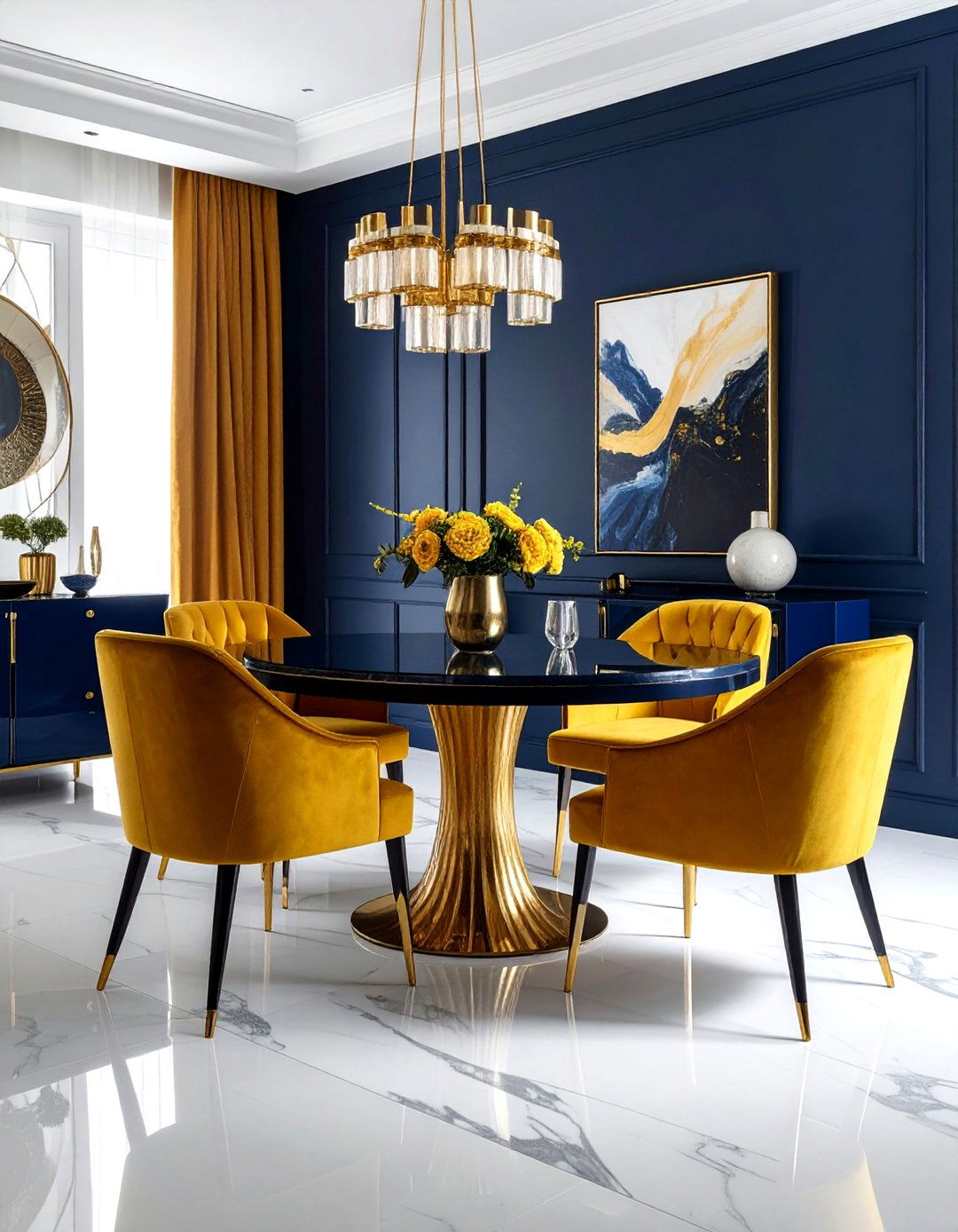 Gold Velvet Chairs Navy Table - 30 navy gold dining room ideas