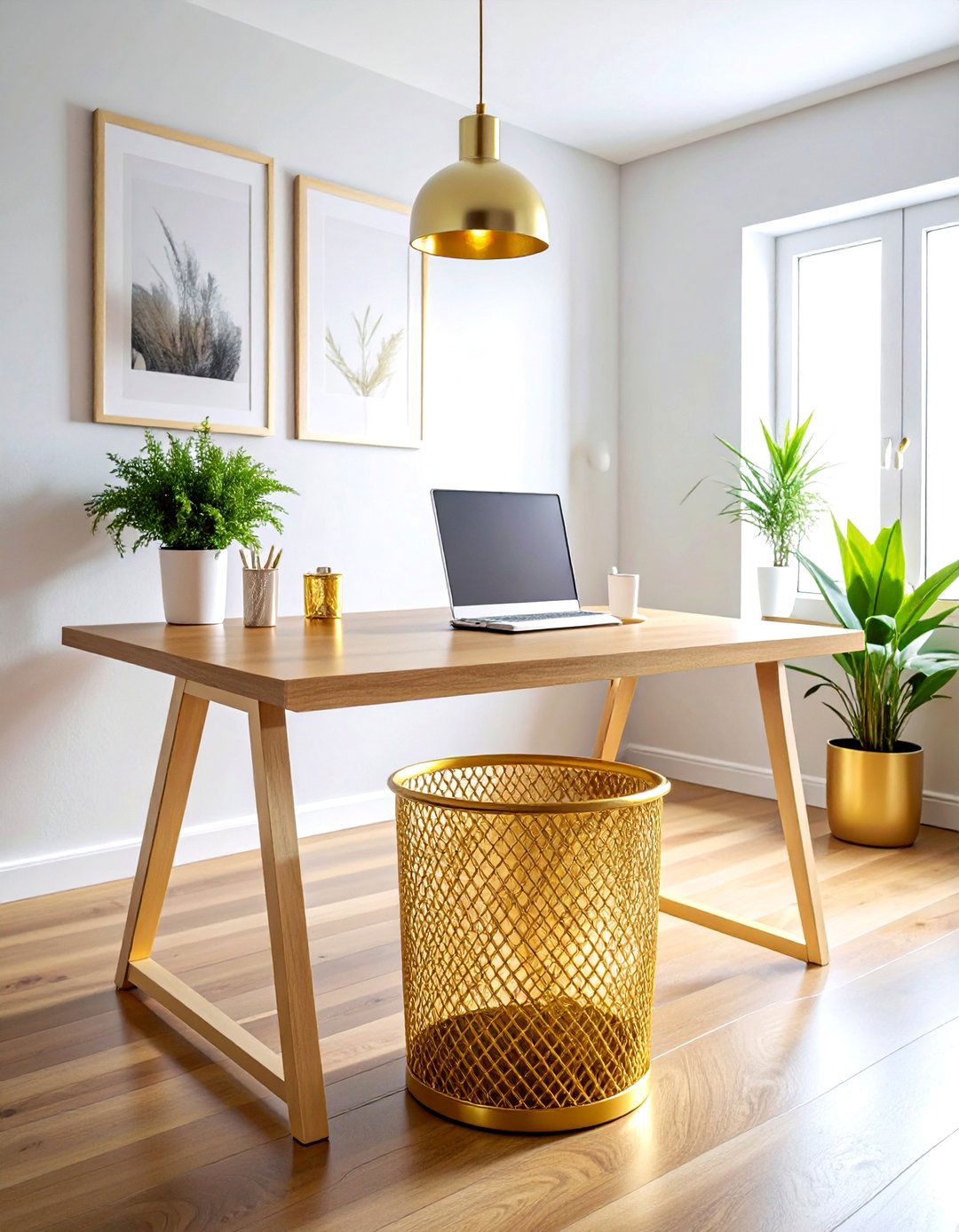 Gold Waste Basket Office - 30 gold accent decor ideas