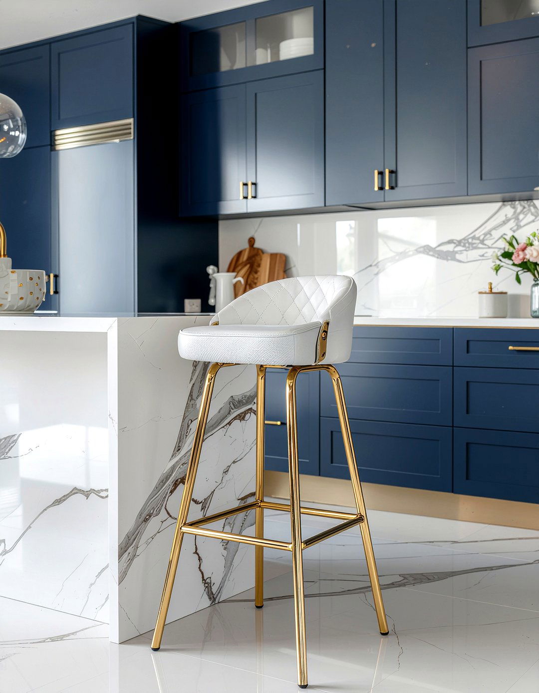 Gold accent counter stool - 30 kitchen bar stool ideas