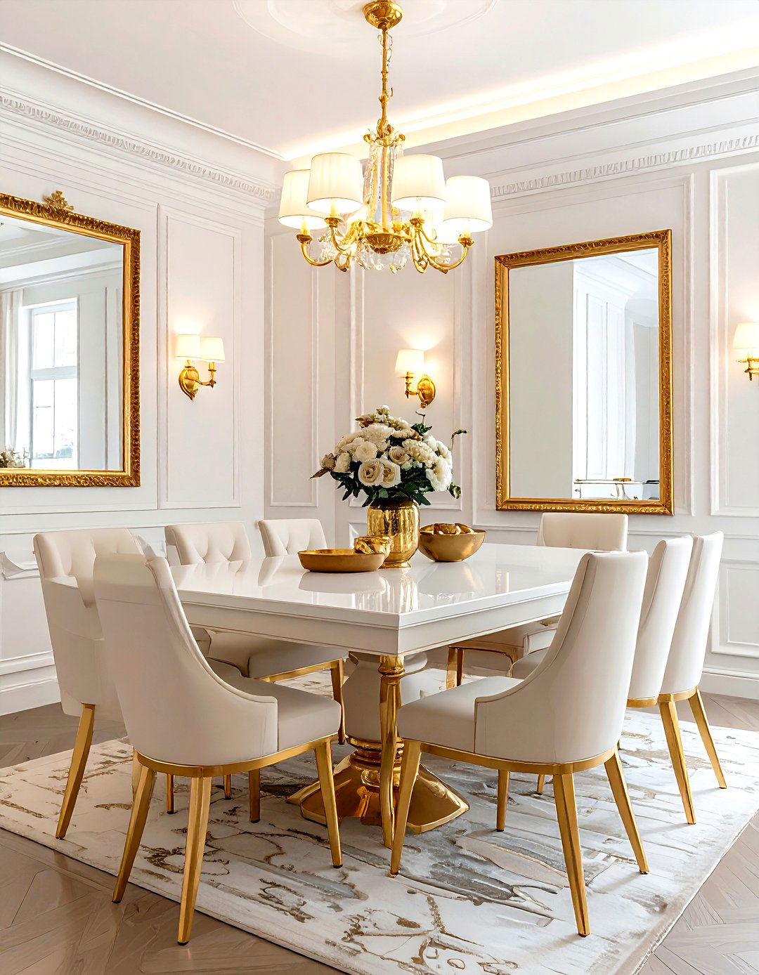 Gold accent dining room - 30 villa dining room ideas