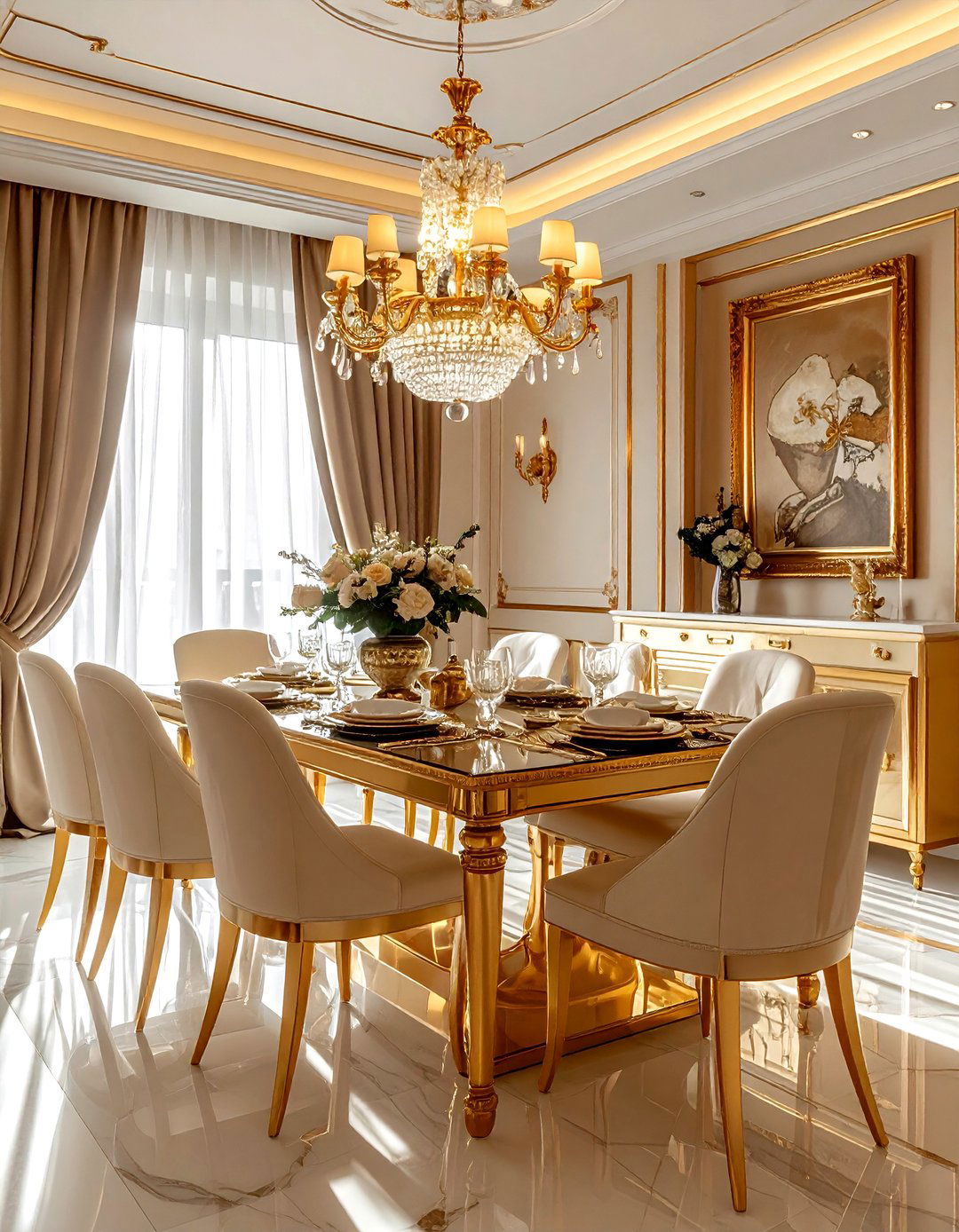 Gold accent dining room - 30 classic dining room ideas