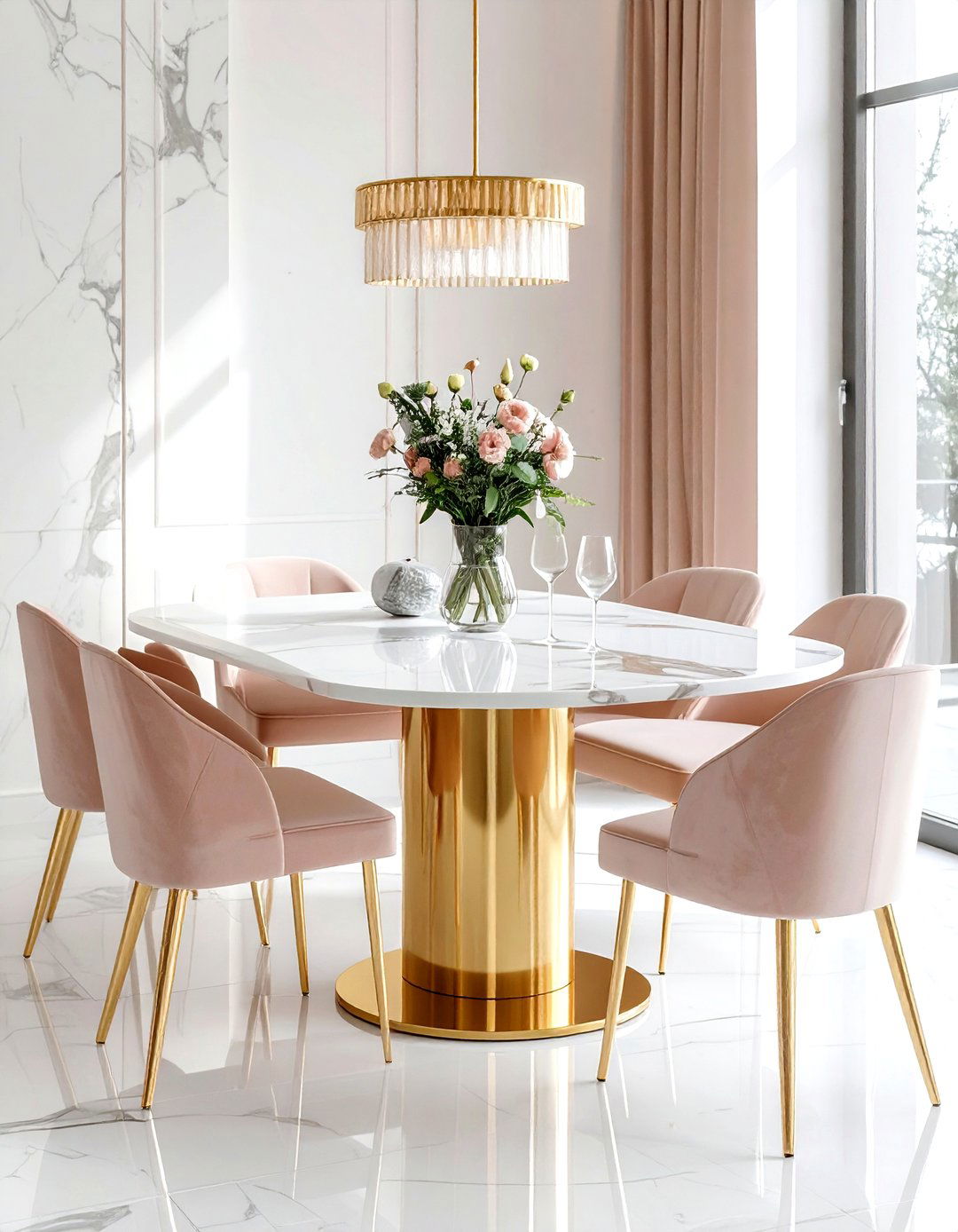 Gold accent dining table - 30 kitchen dining table ideas