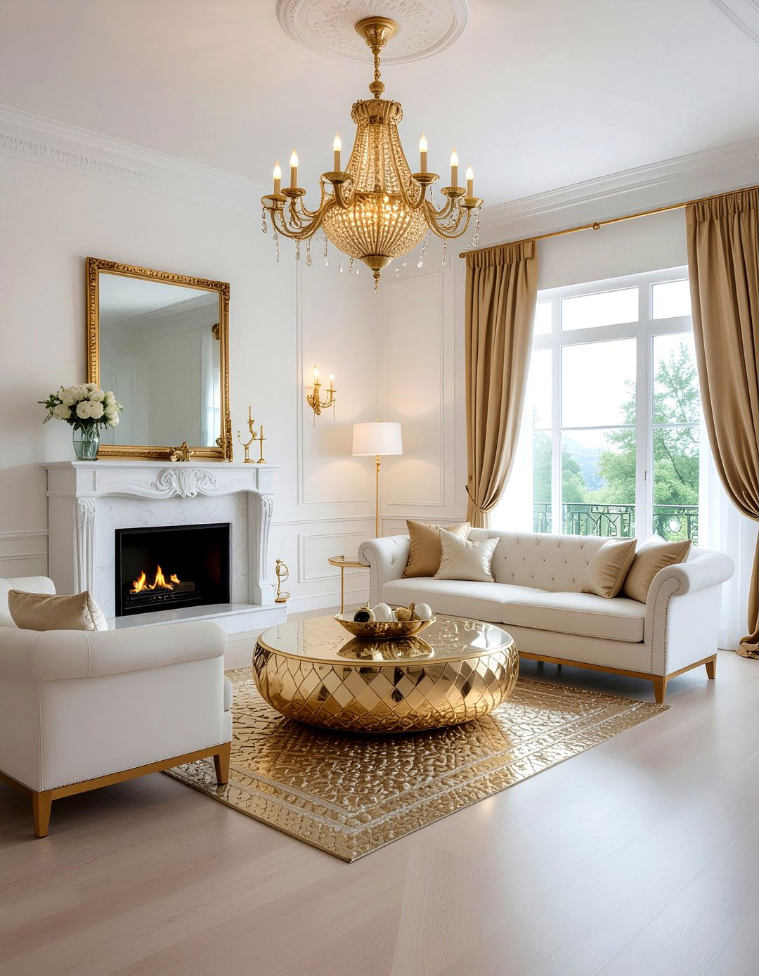 Gold accent living room - 30 mansion living room ideas