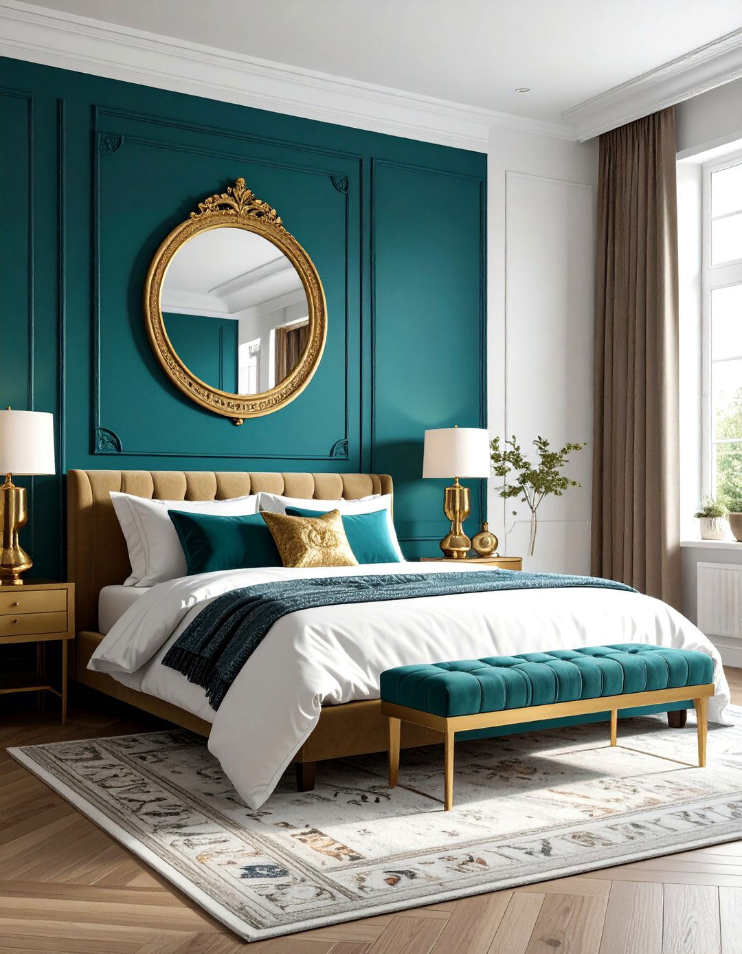 Gold accent teal bedroom - 30 bohemian teal bedroom ideas