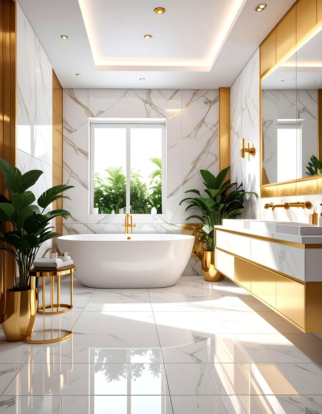 Gold accent tile - 30 bathroom wall tile ideas