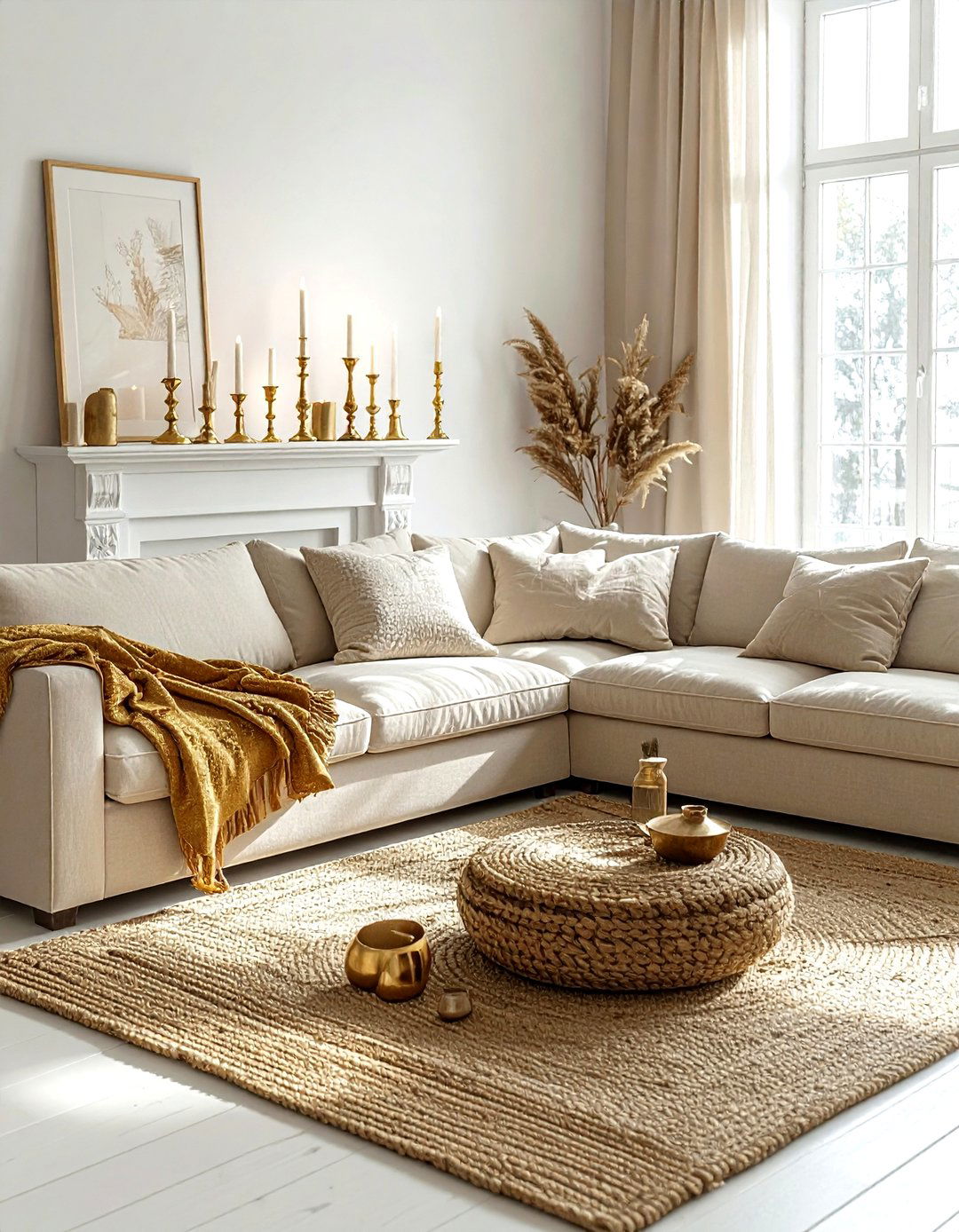 Gold and beige living room - 30 gold living room decor ideas
