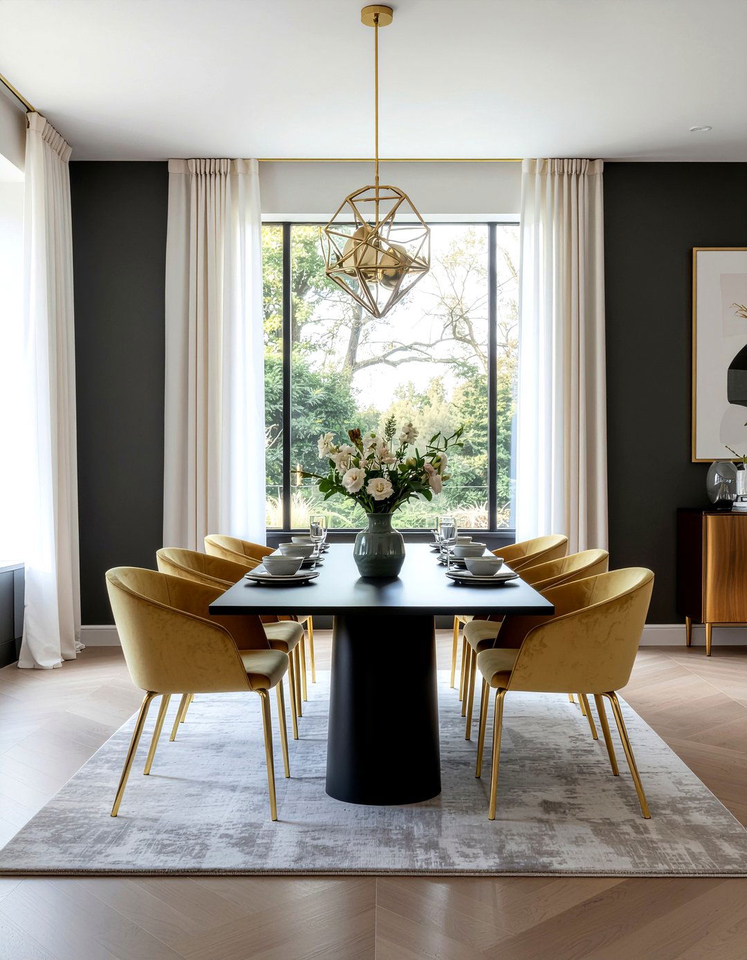 Gold and black dining room - 30 mixed metal dining room ideas