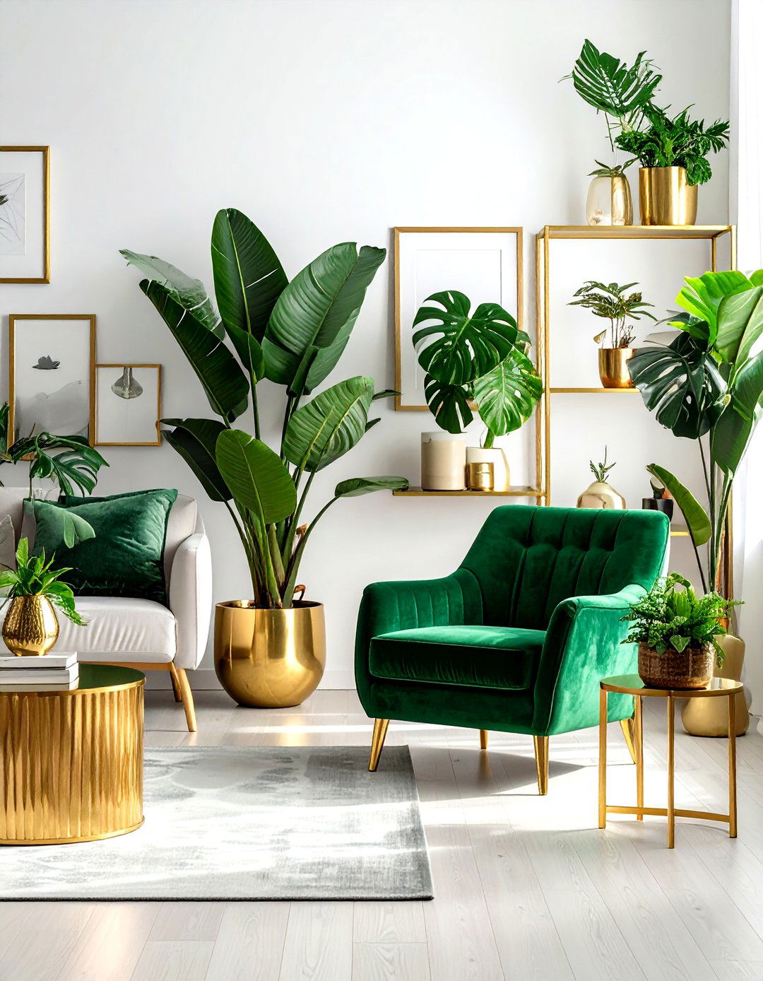 Gold and emerald green living room - 30 gold living room decor ideas