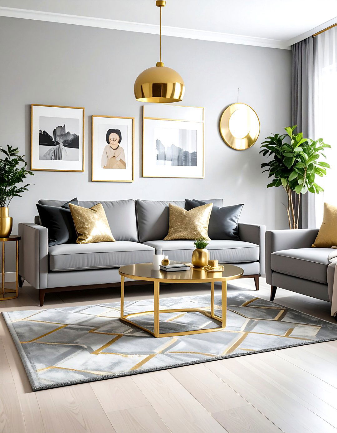 Gold and grey living room - 30 gold living room decor ideas
