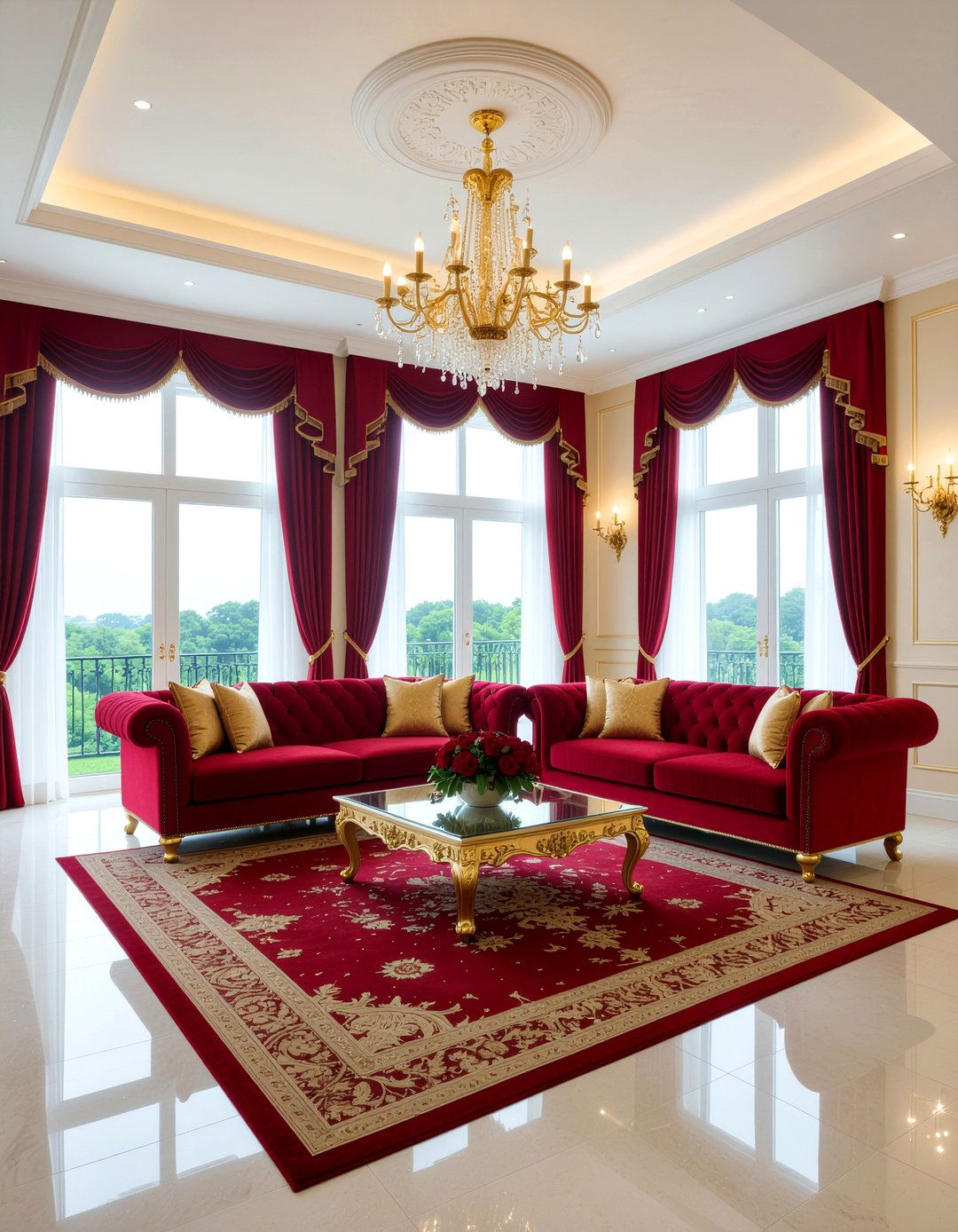 Gold and red living room - 30 Chinese living room ideas