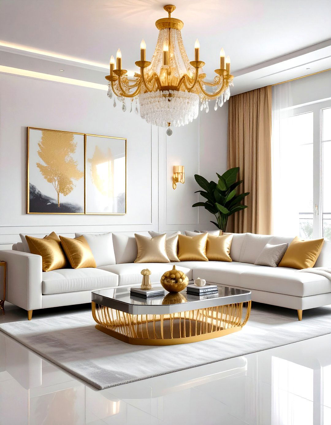 Gold and silver living room - 30 gold living room decor ideas