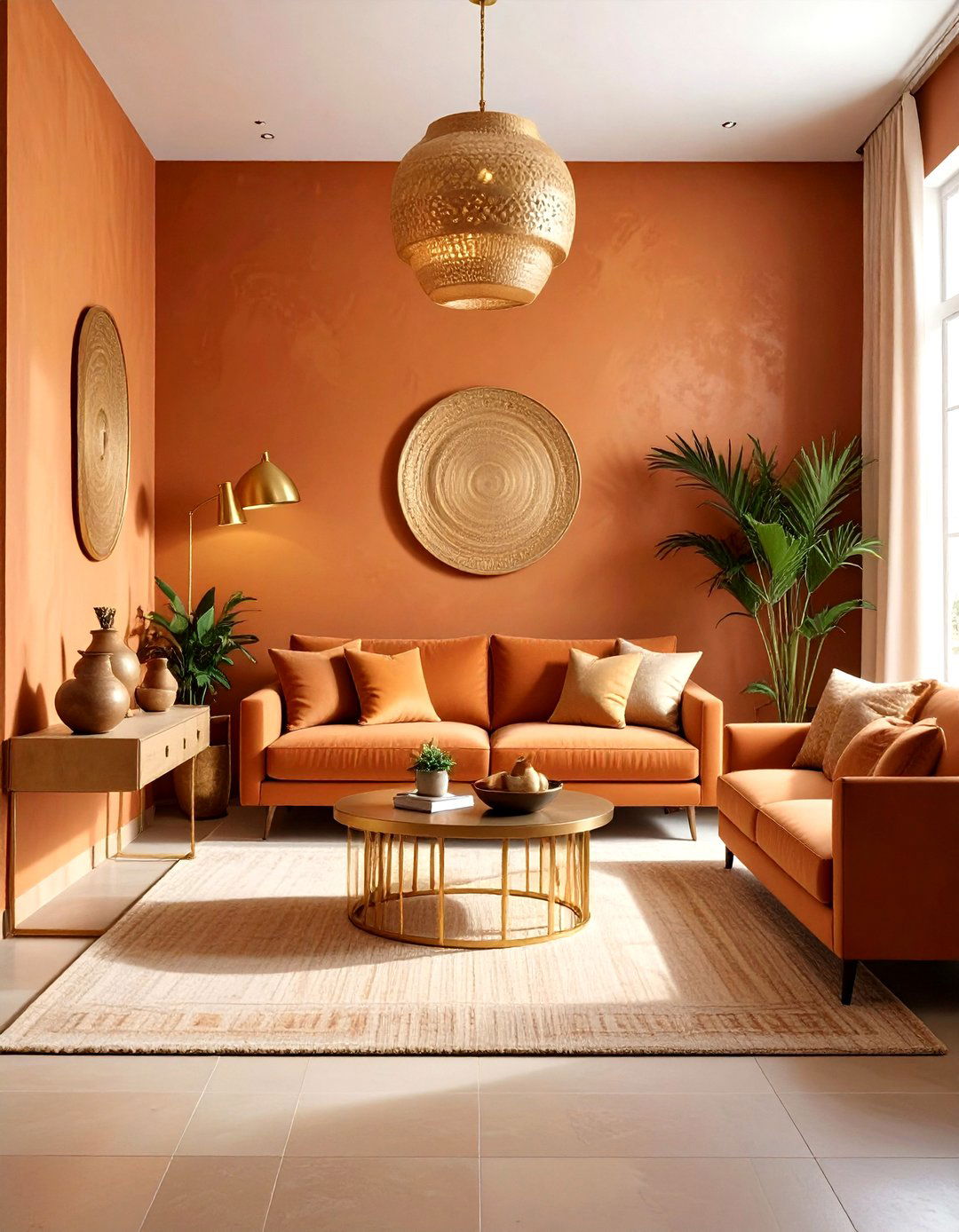 Gold and terracotta living room - 30 gold living room decor ideas