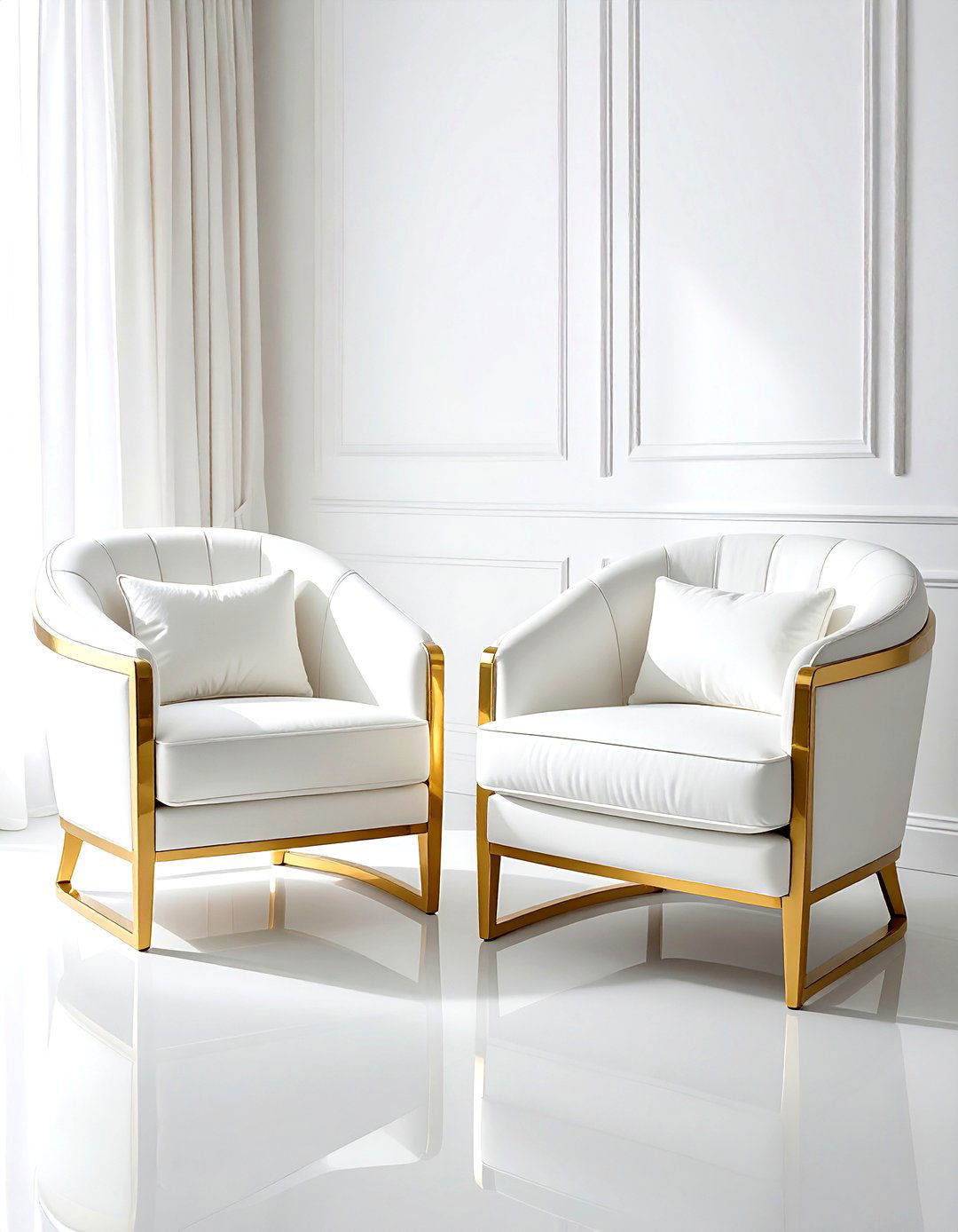 Gold and white accent chairs - 30 gold and white living room ideas