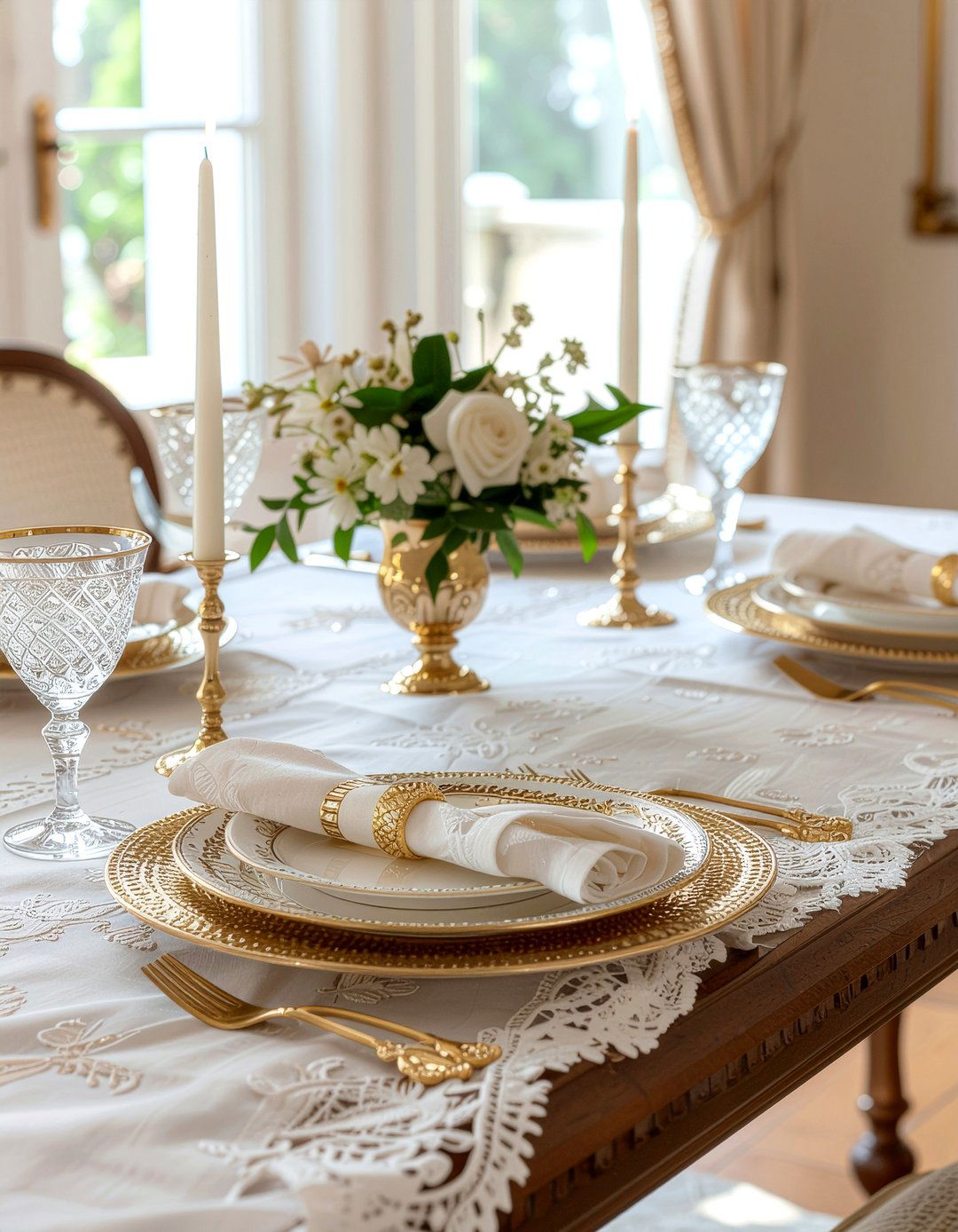 Gold and white passover decor - 30 Passover seder dining room ideas