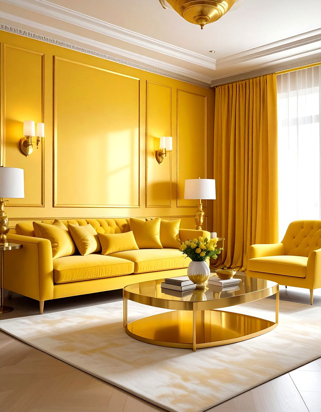 Gold and yellow living room - 30 yellow living room decor ideas
