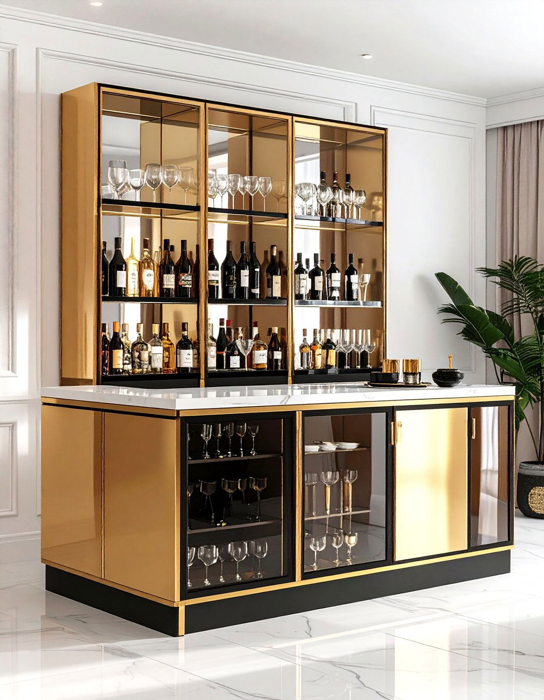 Gold bar cabinet - 30 dining room bar cabinet ideas