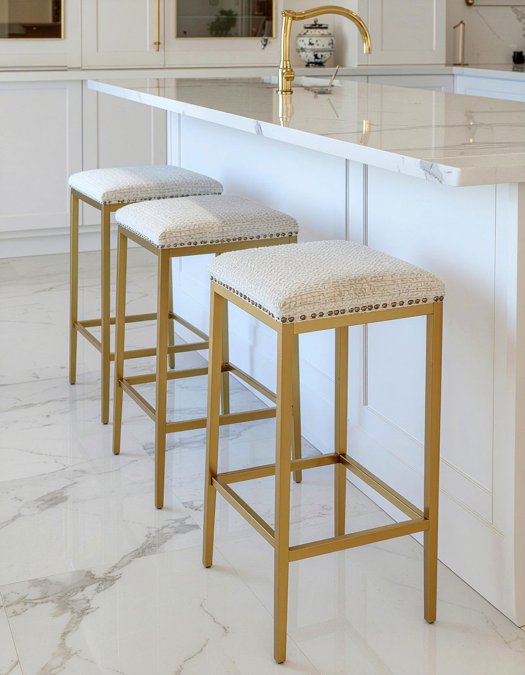 Gold bar stools - 30 gold kitchen ideas