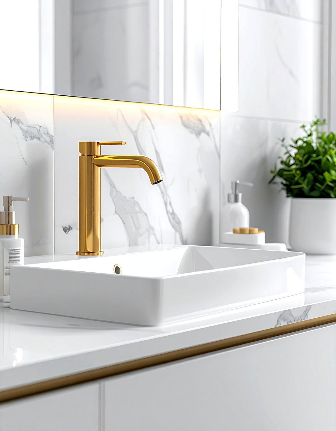 Gold bathroom faucet - 30 gold bathroom decor ideas