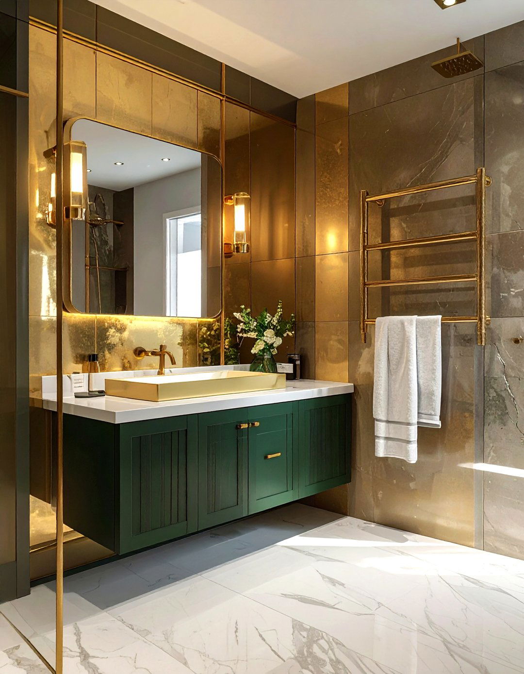 Gold bathroom fixtures - 30 bathroom renovation before and after