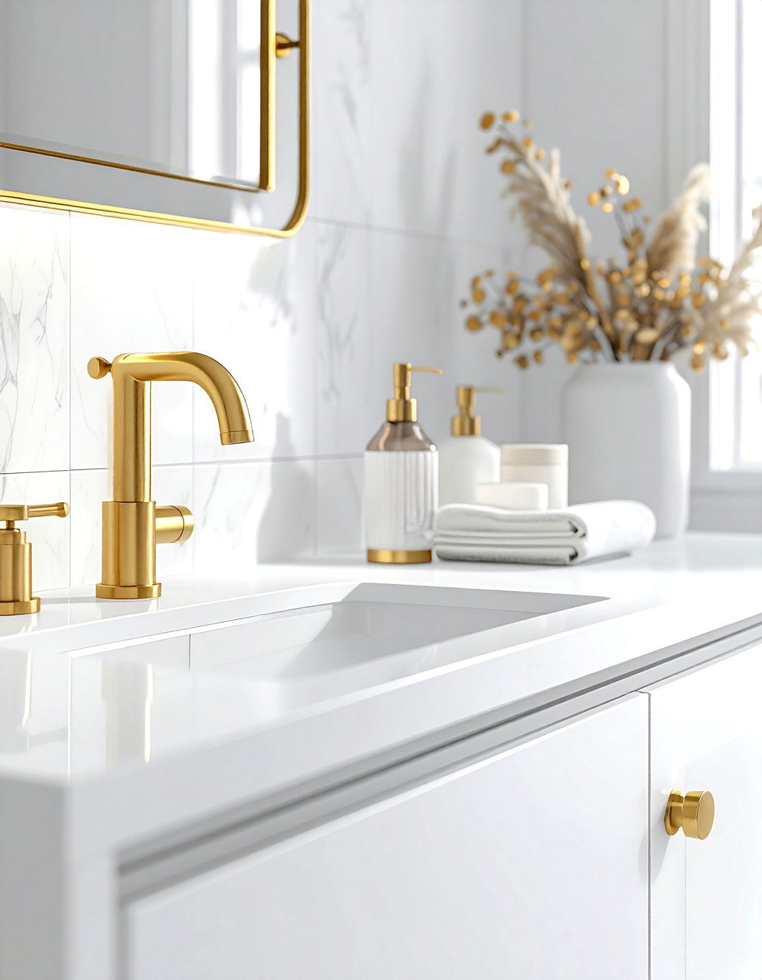 Gold bathroom hardware - 30 Nordic bathroom ideas