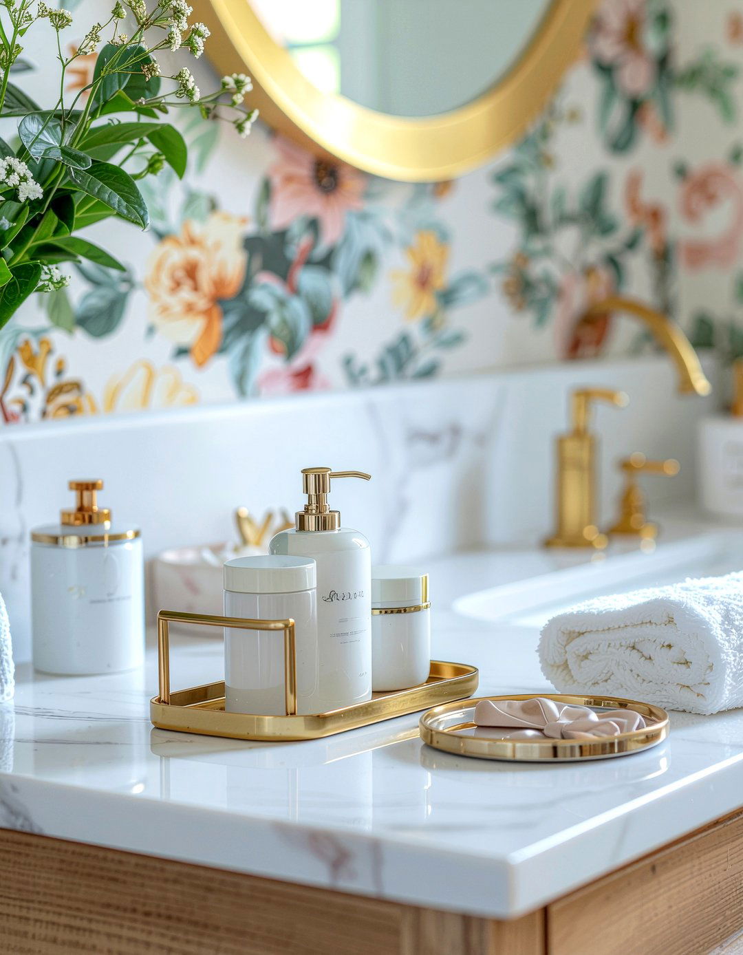 Gold bathroom storage rack - 30 bathroom caddy ideas