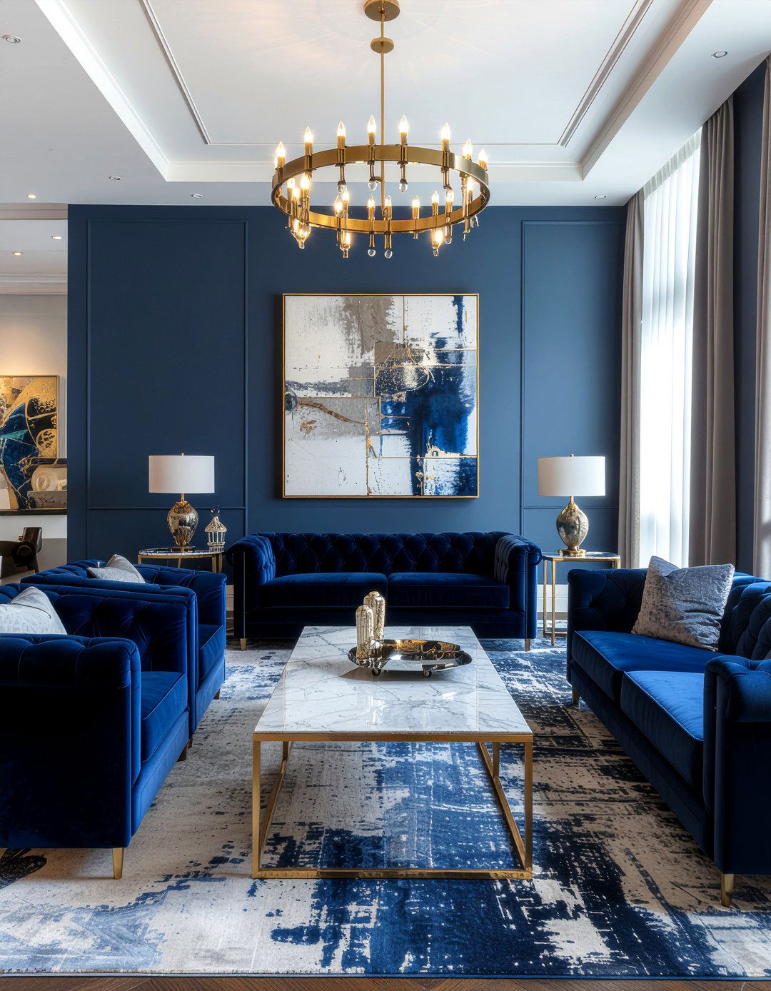 Gold brass metal divider - 30 living room screen ideas