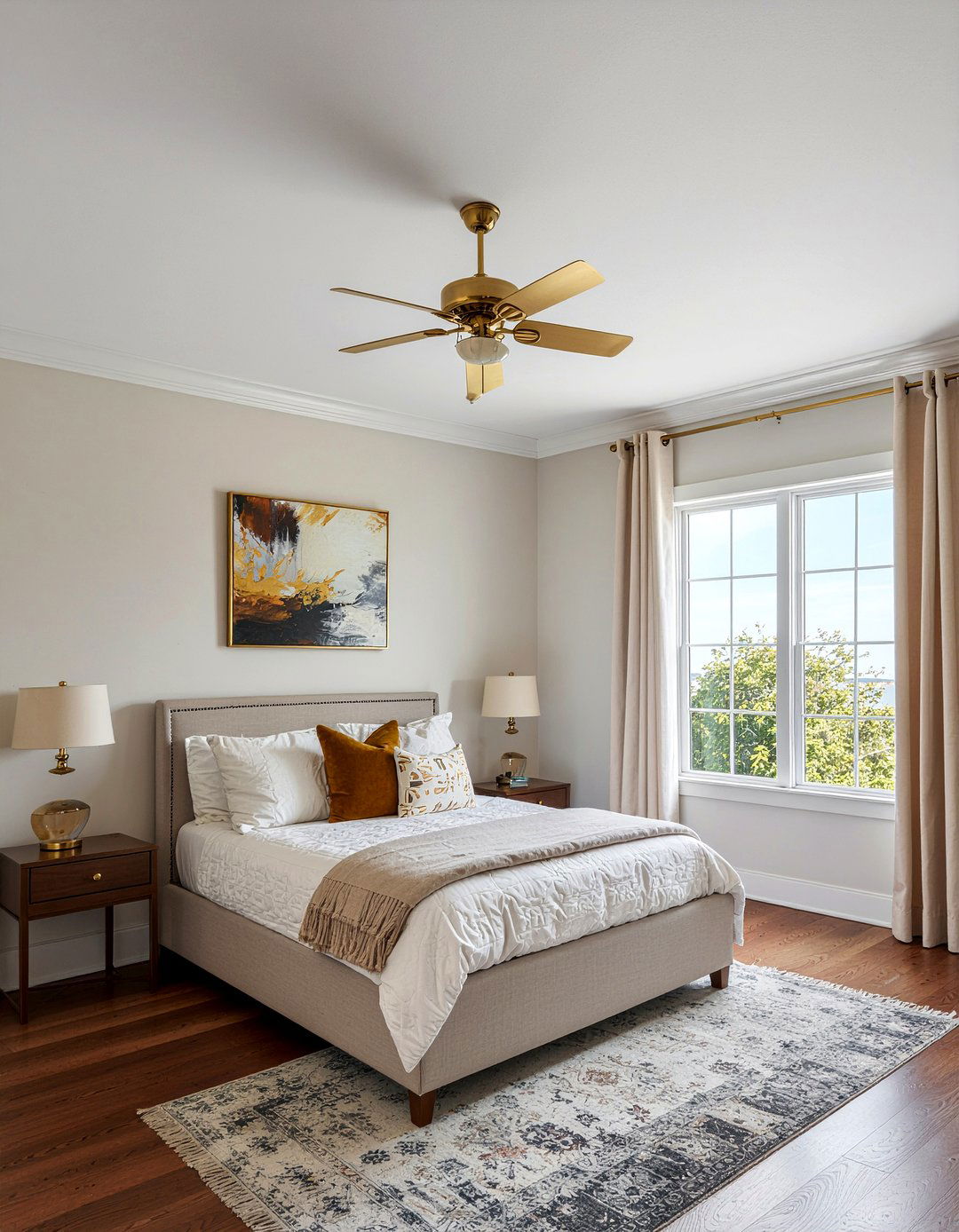 Gold ceiling fan - 30 gold accent bedroom ideas